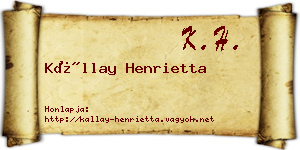 Kállay Henrietta névjegykártya