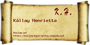 Kállay Henrietta névjegykártya